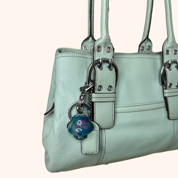 Clarks Mint Green Double Buckle Pebble Leather Shoulder Bag - Picture 2 of 11